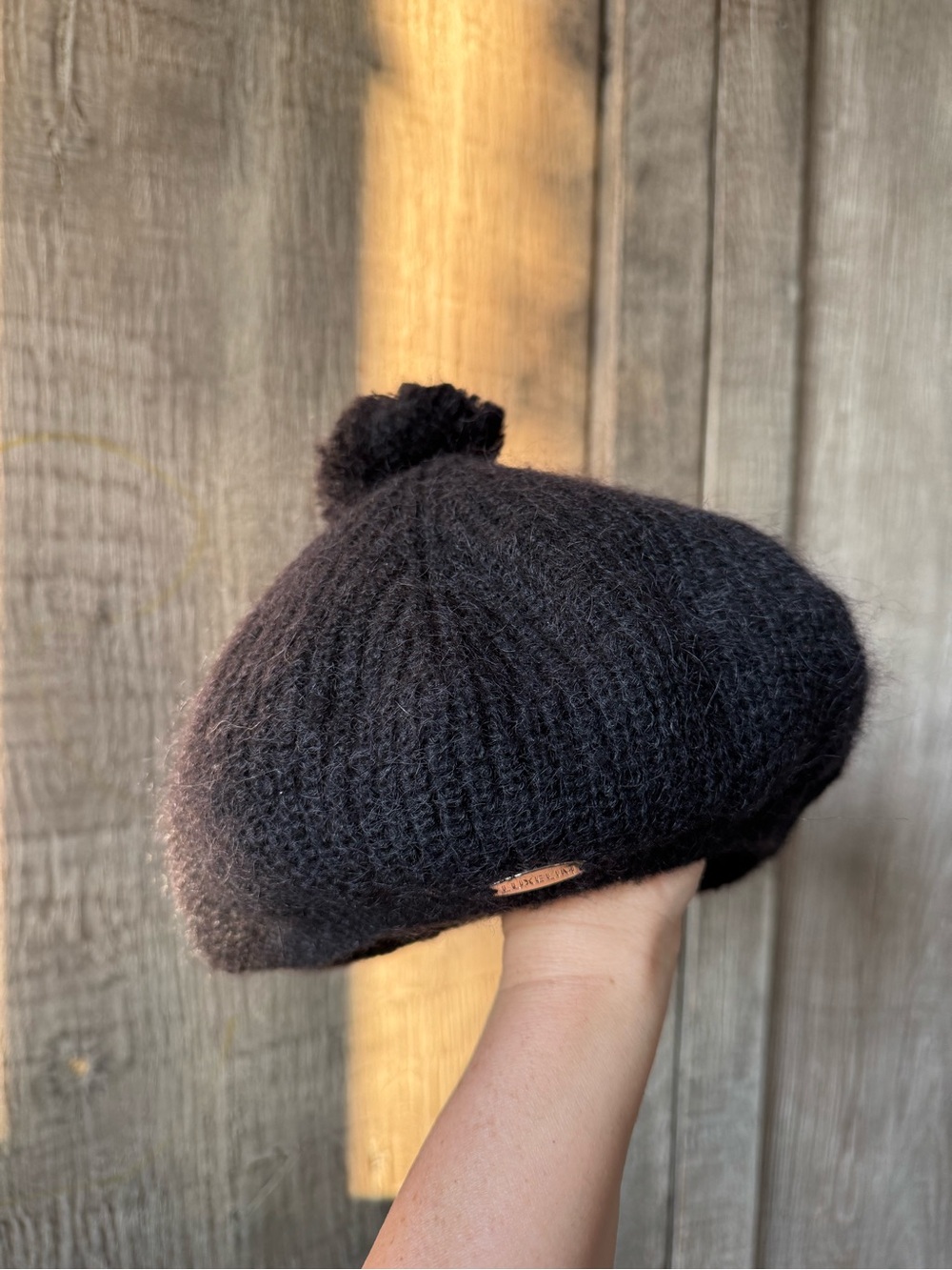Kids Cozy Black Pom-Pom Beret - Soft Knit Hat